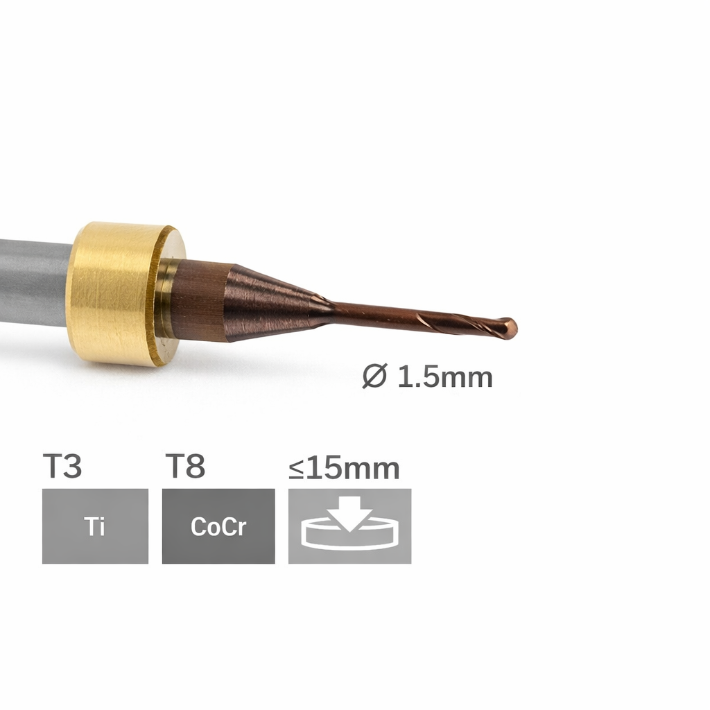 imes icore T3 / T8 - Ø 1,5 l 6,0 mm Radiusfräser kurz l = 12mm