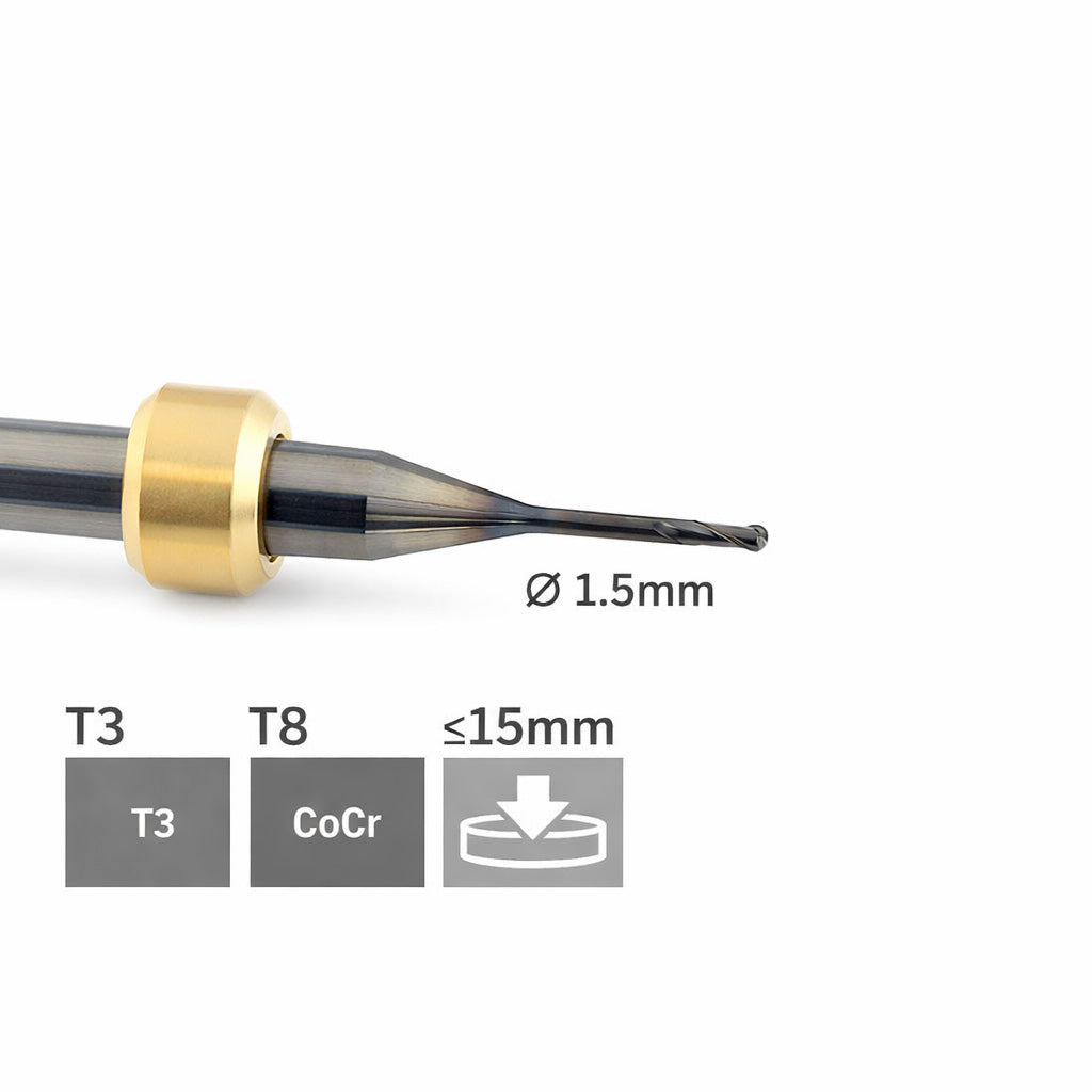 OSG Fräser T3 / T8 - Ø 1,5 l 6,0 mm Radiusfräser kurz l = 12mm