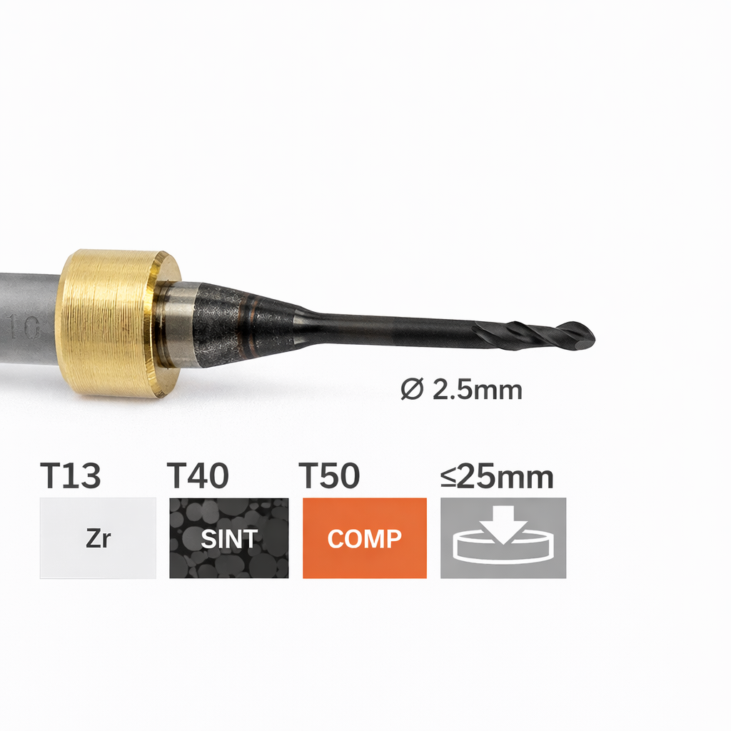 imes icore T13 / T40 / T50 - Ø 2,5mm l 6,00mm Radiusfräser diamantbeschichtet