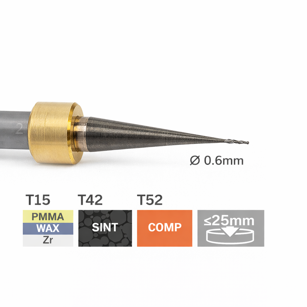 imes icore T15 / T42 / T52 - Ø 0,6mm l 6,0 mm  Radiusfräser Konisch