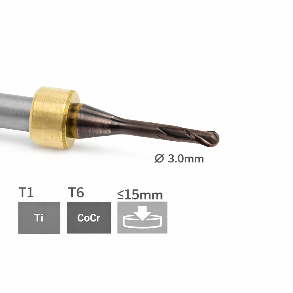 imes icore T1 / T6 - Ø 3,0 l 6,0 mm Radiusfräser kurz l = 12mm