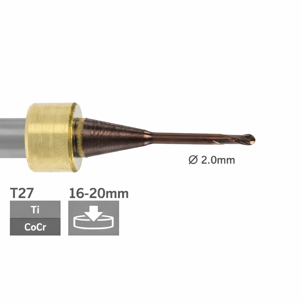 imes icore T27 - Ø 2,0 l 6,0 mm Radiusfräser lang l = 16mm