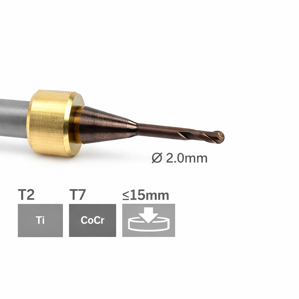 imes icore T2 / T7 - Ø 2,0 l 6,0 mm Radiusfräser kurz l = 12mm