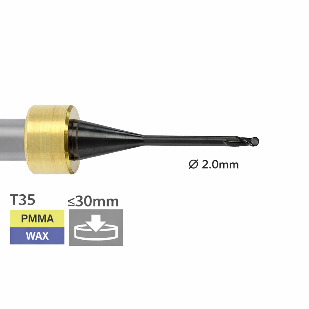 imes icore T35 - Ø 2,0 l 6,0 mm Radiusfräser lang l = 20mm