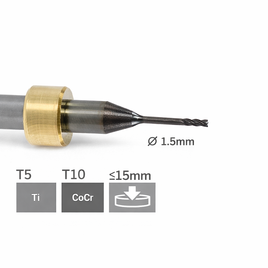 imes icore T5 / T10 - Ø 1,5 l 6,0 mm Schaftfräser kurz l = 12mm, Vierschneider