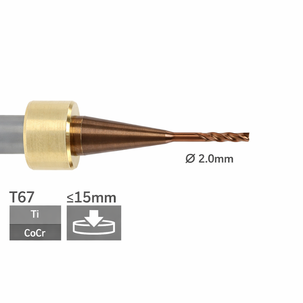 imes icore T67 - Ø 2,0 l 6,0 mm Schaftfräser kurz l = 7mm, Vierschneider
