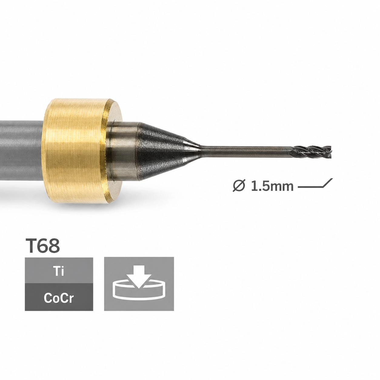 imes icore T68 - Ø 1,5 l 6,0 mm Schaftfräser lang l = 15mm Vierschneider