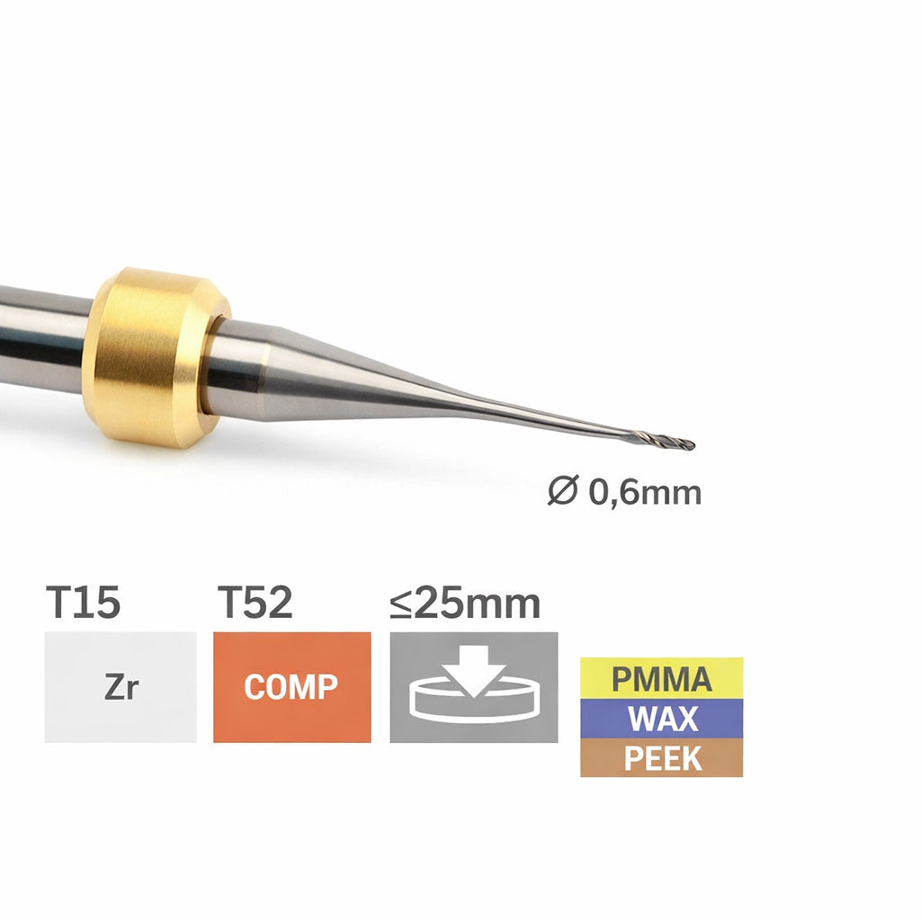 OSG Fräser T15 / T52 - Ø 0,6mm l 6,0 mm  Radiusfräser Konisch