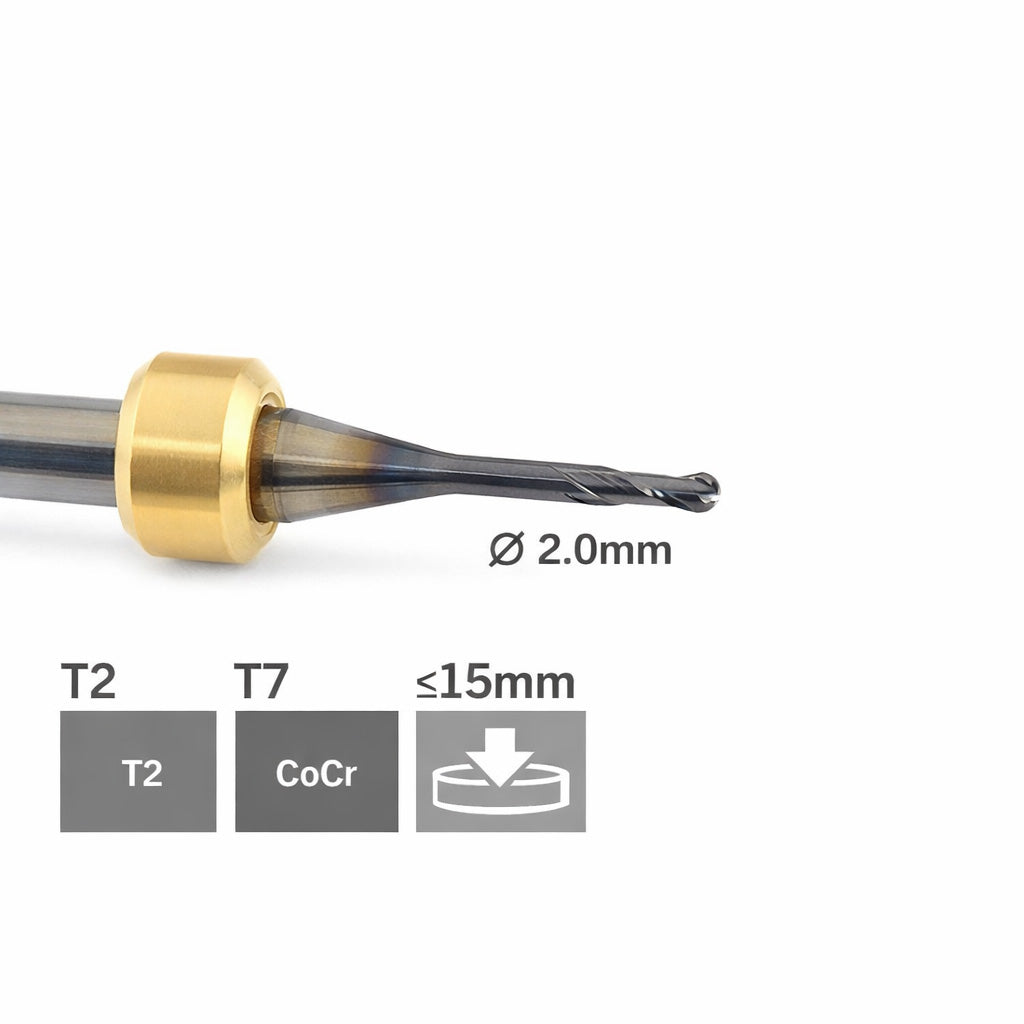 OSG Fräser T2 / T7 - Ø 2,0 l 6,0 mm Radiusfräser kurz l = 12mm
