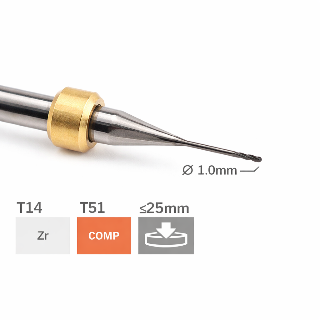 OSG Fräser T14 / T51 - Ø 1,0 l 6,0 mm Radiusfräser diamantbeschitet
